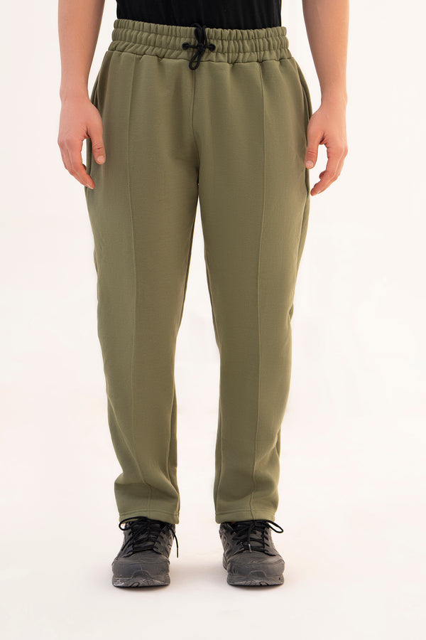 OLIVE - PLEATED STRAIGTH TROUSER